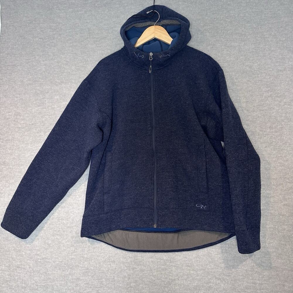 Outdoor Research Men’s Exit Hoodie XL Navy Blue Wool Blend Full Zip
